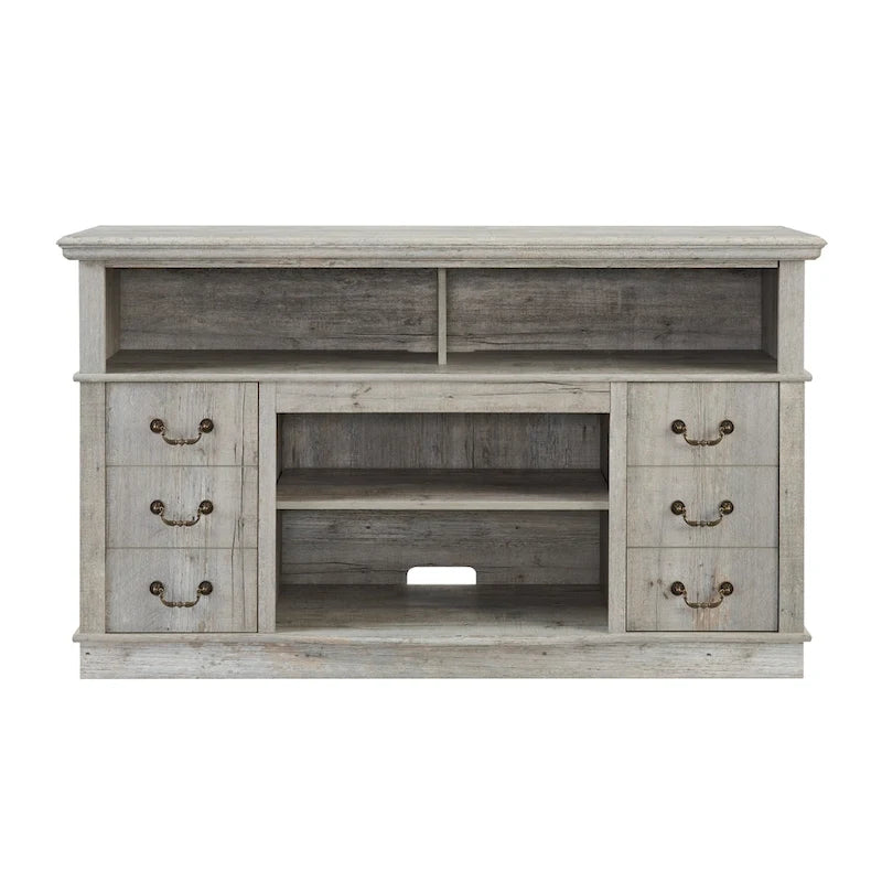 Traditional 60 TV Stand with Open and Closed Storage for TVs Up to 65