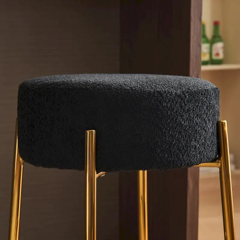 Black+Gold Modern 20 Barstools with Sturdy Hardware Support Legs (Set of 2)