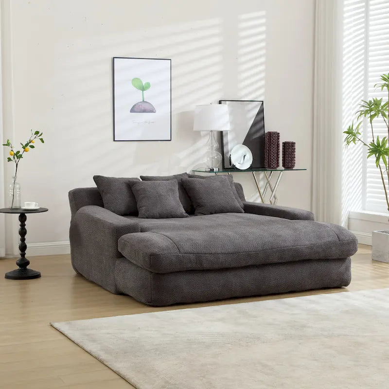 Chenille 2 seater lazy sofa With 5 back pillows