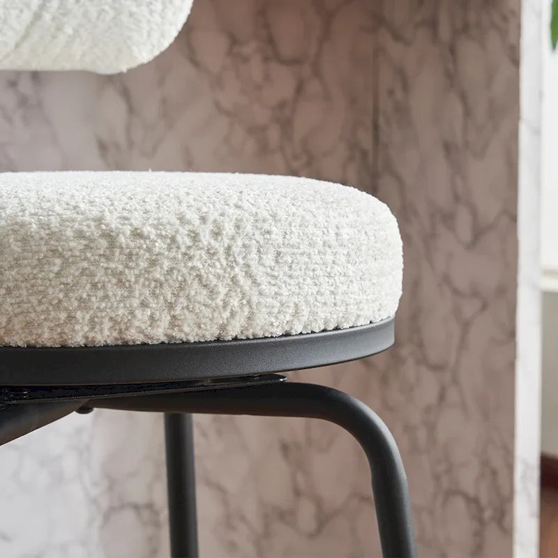 360 Swivel Bar Stools Set of 2,Boucle Counter Height Bar Chairs with Metal Legs for Kitchen Island, Dining Room