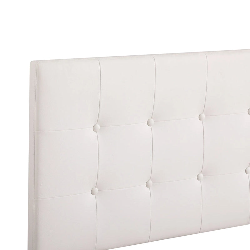 Faux Leather Button Tufted Twin Panel Bed - 77 - White