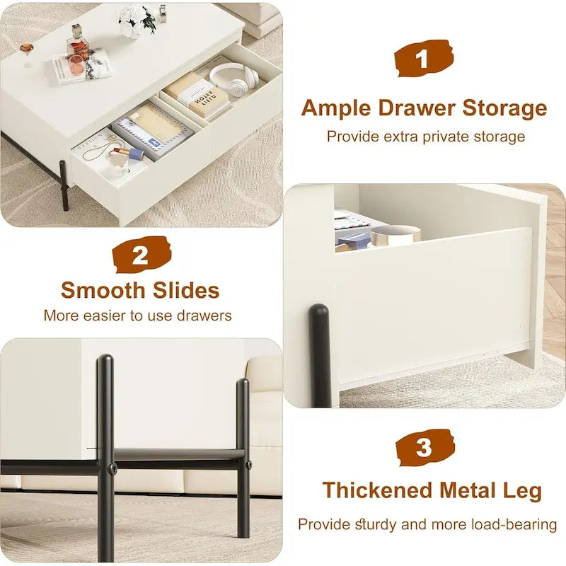 Coffee Table White Center Table Modern Living Room Table