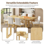 Retro 7-piece Rubber Wood Dining Set with 72 Extendable Butterfly Leaf Table and 6 Upholstered Chairs