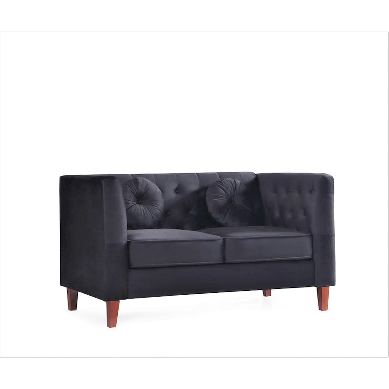 US PRIDE FURNITURE Velvet Classic Chesterfield Loveseat with Wood legs