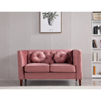 US PRIDE FURNITURE Velvet Classic Chesterfield Loveseat with Wood legs