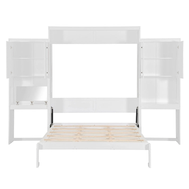 All-in-one Murphy Bed with Desk, Vanity and Wardrobe Queen Folding Bed