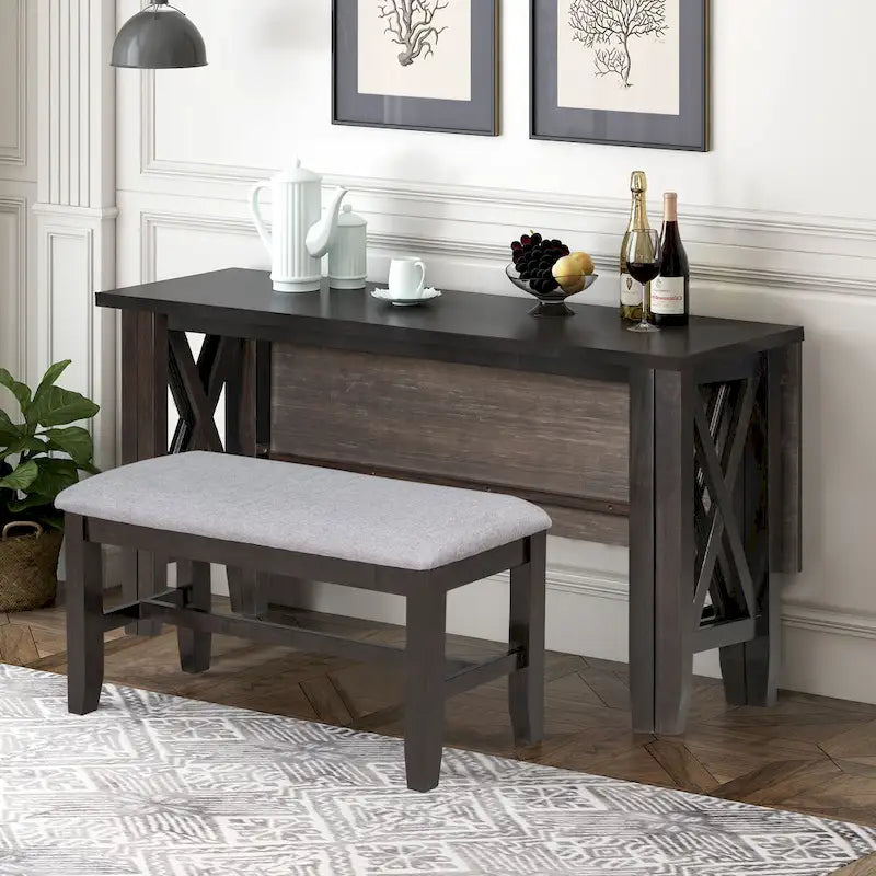 Foldable Multifunctional Dining Table and Chair Sets Home Party Dining Table and Chair Sets with X Shape Table Legs for Kitchen