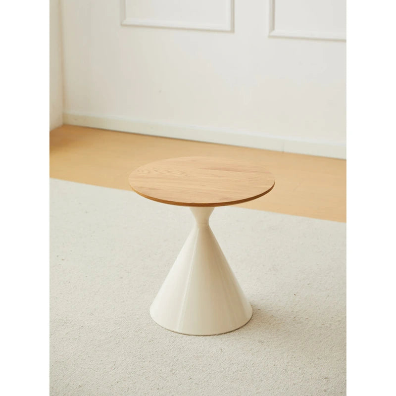 Modern Simple Coffee Table Round Coffee Table with Double Cone Table Frame Carbon Steel Coffee Table Base, for Living Room