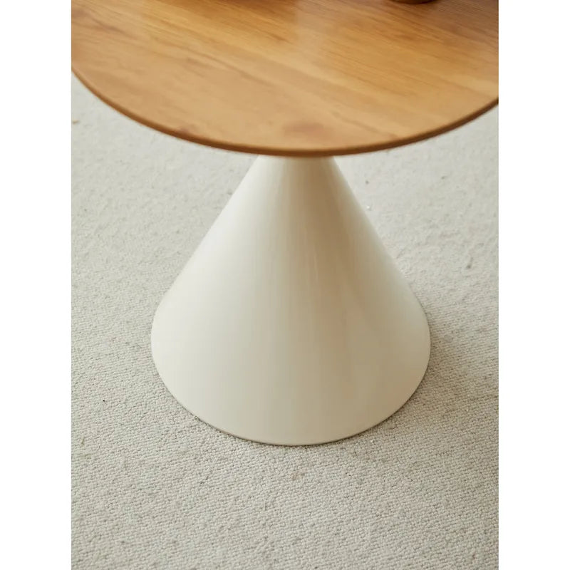 Modern Simple Coffee Table Round Coffee Table with Double Cone Table Frame Carbon Steel Coffee Table Base, for Living Room