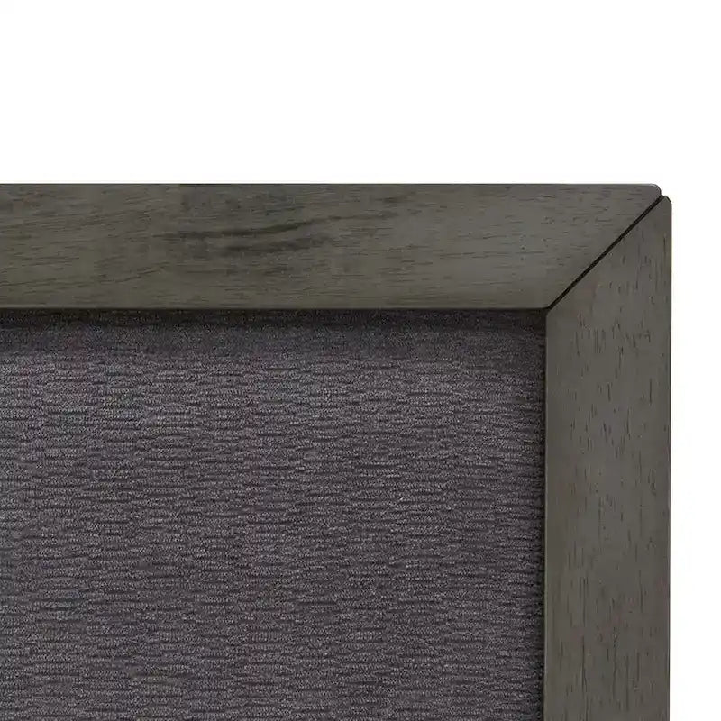 Kiran King Size Platform Bed, Gray Upholstered Headboard, Wood Frame