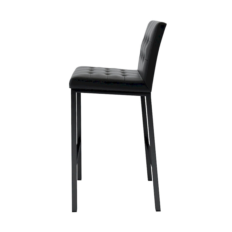 Modern High Bar Stools Set of 2, Kitchen Stool Island with PU Backrest, Gaming Chair with Metal Legs and Footstool