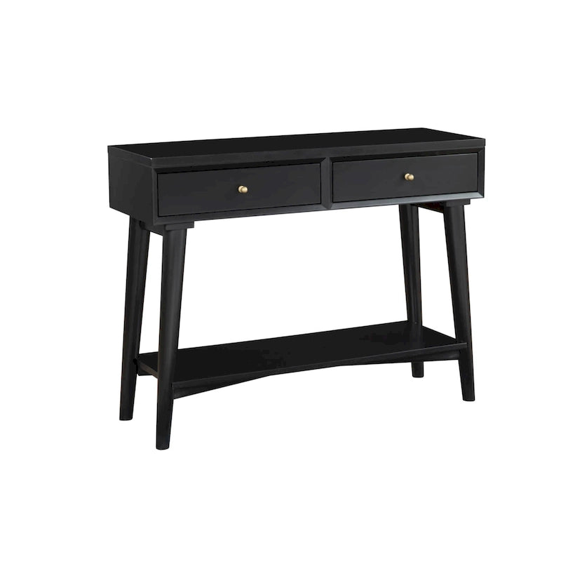 Solid Wood Console Table with Drawers and Floor Shelf - 42 L x 14 W x 33 H