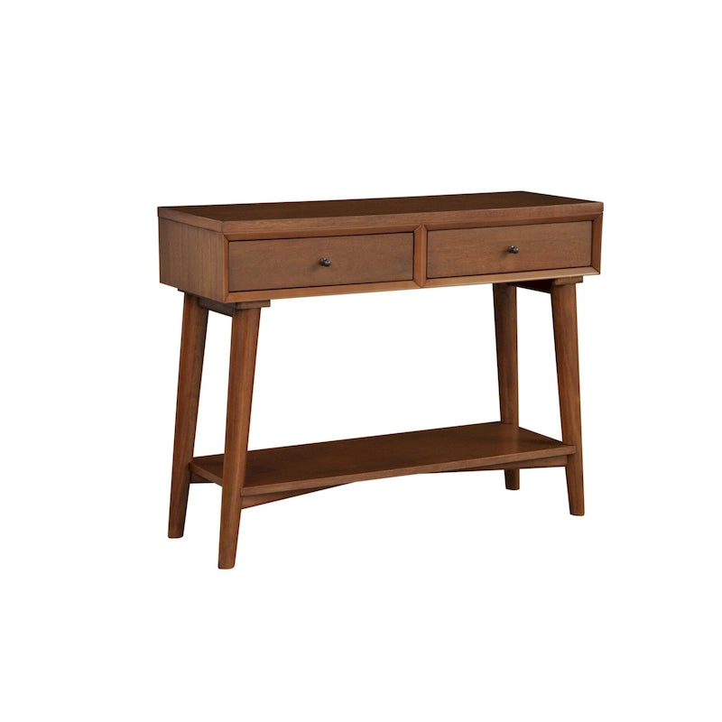 Solid Wood Console Table with Drawers and Floor Shelf - 42 L x 14 W x 33 H