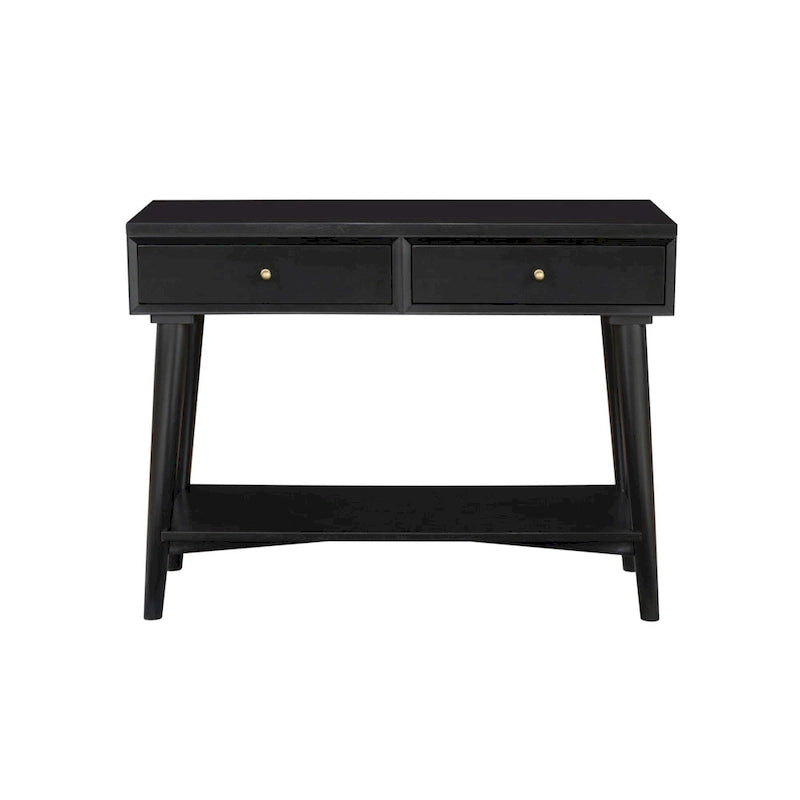 Solid Wood Console Table with Drawers and Floor Shelf - 42 L x 14 W x 33 H