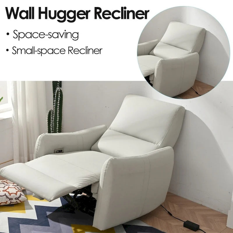 Power Recliner Chair Wall Hugger,Small Home Theater Seating with Lumbar Support,Single Recliner Sofa for Living Room