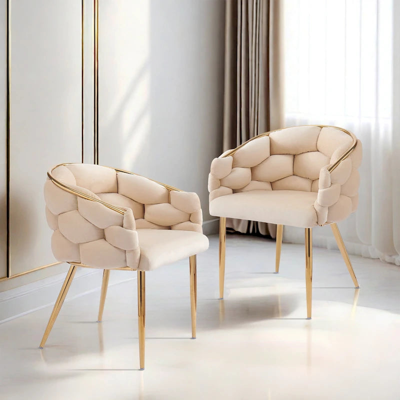 Modern 29.5 Velvet Arm Chairs with Gold Legs and Metal Frame for Living Room (Set of 2)