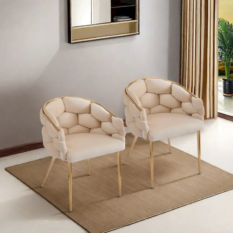 Modern 29.5 Velvet Arm Chairs with Gold Legs and Metal Frame for Living Room (Set of 2)