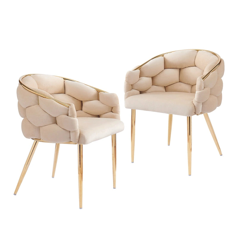 Modern 29.5 Velvet Arm Chairs with Gold Legs and Metal Frame for Living Room (Set of 2)