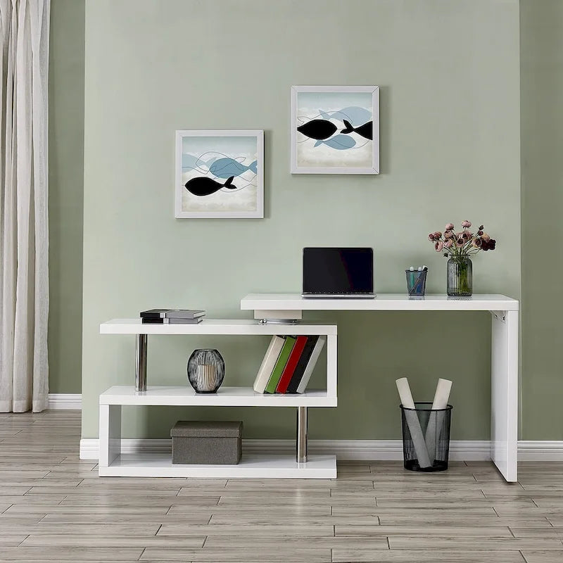 SEI Furniture Ballintoy Rotating Desk with Shelving