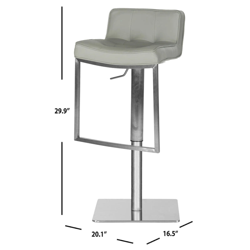 SAFAVIEH Lyndy 24.8-34.2-inch White Leather Adjustable Swivel Bar Stool - 20.1 x 16.5 x 29.9 - 20Wx17Dx30H