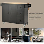 Rolling Mobile Kitchen Island with Solid Wood Top, Locking Wheels, and Storage Options