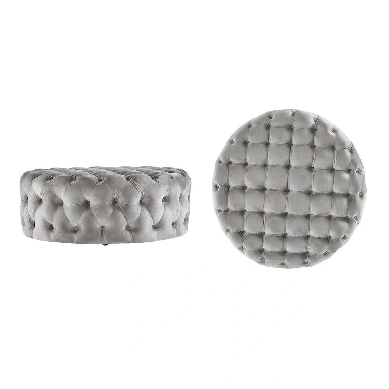 Gdansk Round Tufted Ottoman with Casters