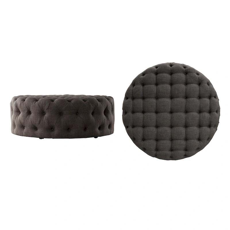 Gdansk Round Tufted Ottoman with Casters