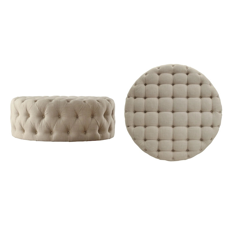 Gdansk Round Tufted Ottoman with Casters