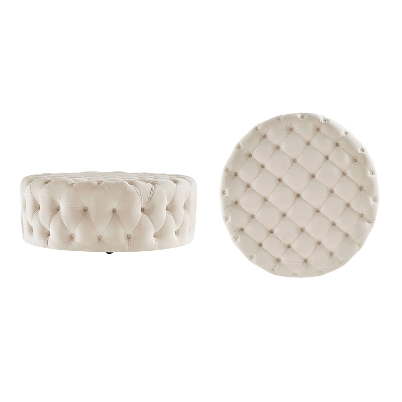 Gdansk Round Tufted Ottoman with Casters