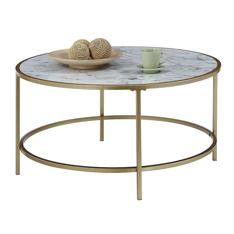 Convenience Concepts Gold Coast Faux Marble Round Coffee Table