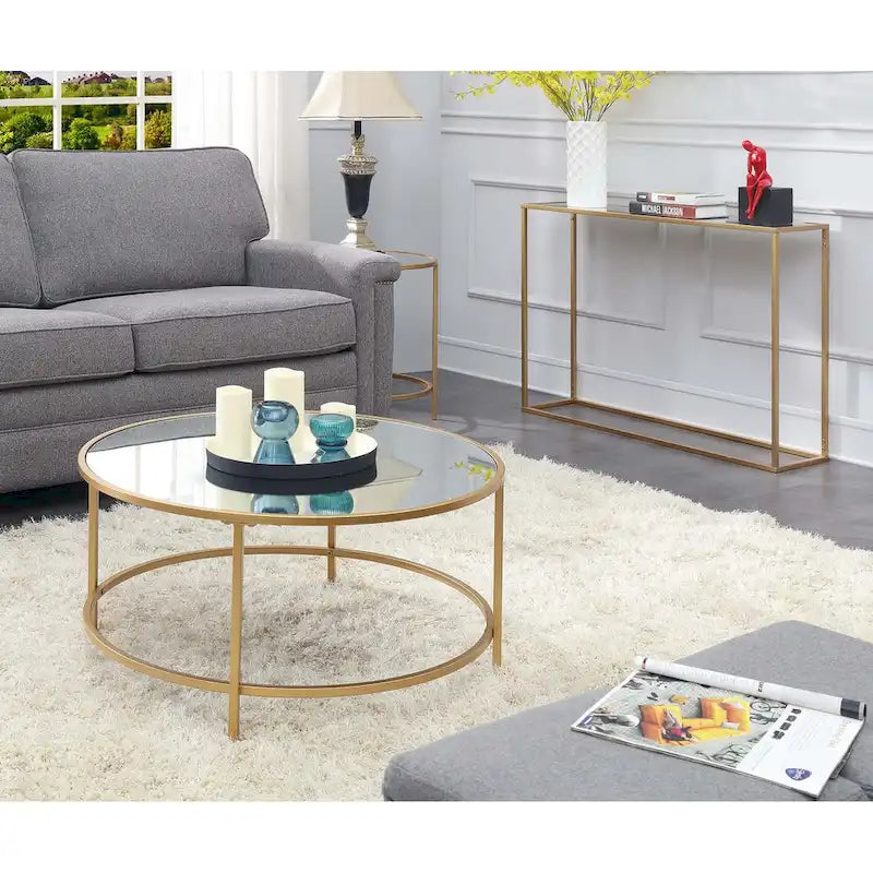 Convenience Concepts Gold Coast Faux Marble Round Coffee Table