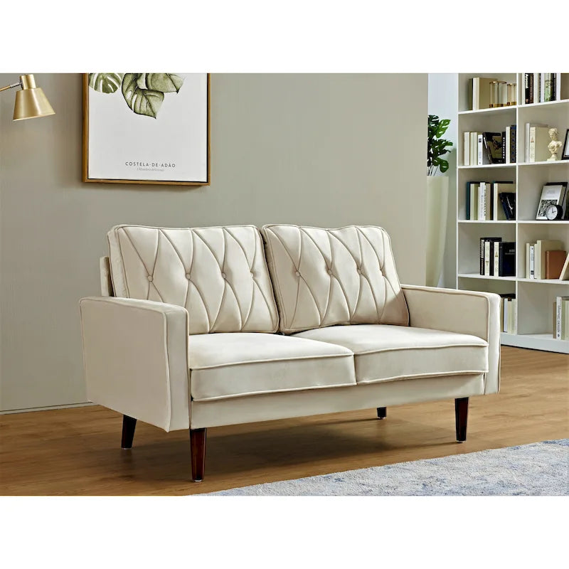 Feemster 57.5 Wide Velvet Tufted Cushion Back Loveseat
