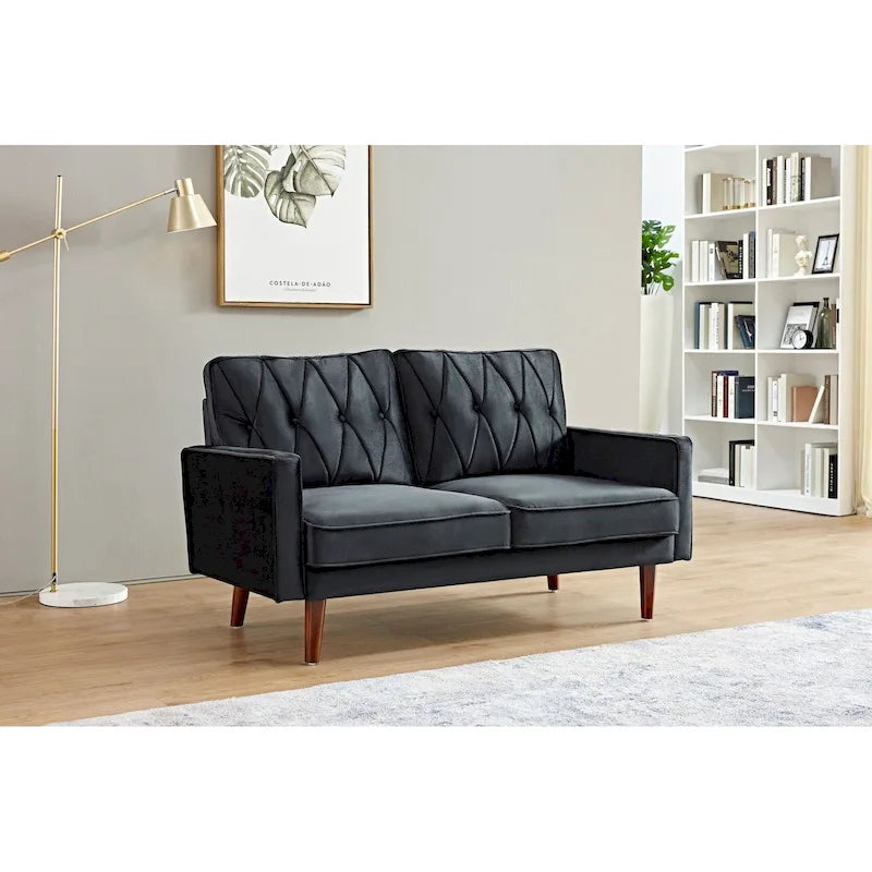 Feemster 57.5 Wide Velvet Tufted Cushion Back Loveseat