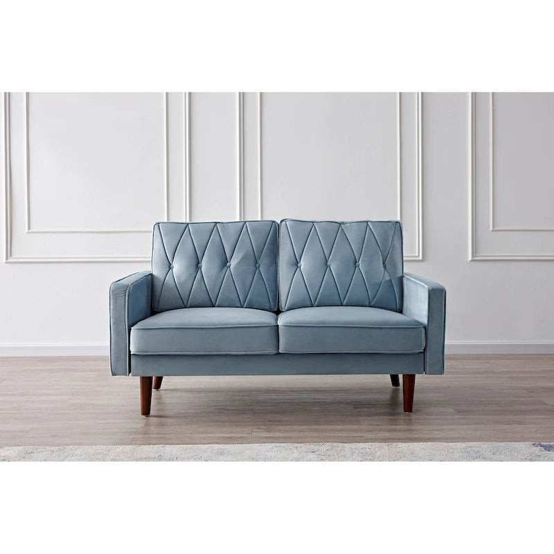 Feemster 57.5 Wide Velvet Tufted Cushion Back Loveseat