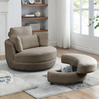 39W Moon Upholstered Swivel Accent Barrel Chair with Storage Ottoman for Living Room - 51 x 39 x 30.5