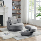 39W Moon Upholstered Swivel Accent Barrel Chair with Storage Ottoman for Living Room - 51 x 39 x 30.5