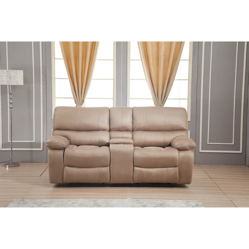 Betsy Furniture Microfiber Manual Rclining 2-seat Loveseat with Console 8007