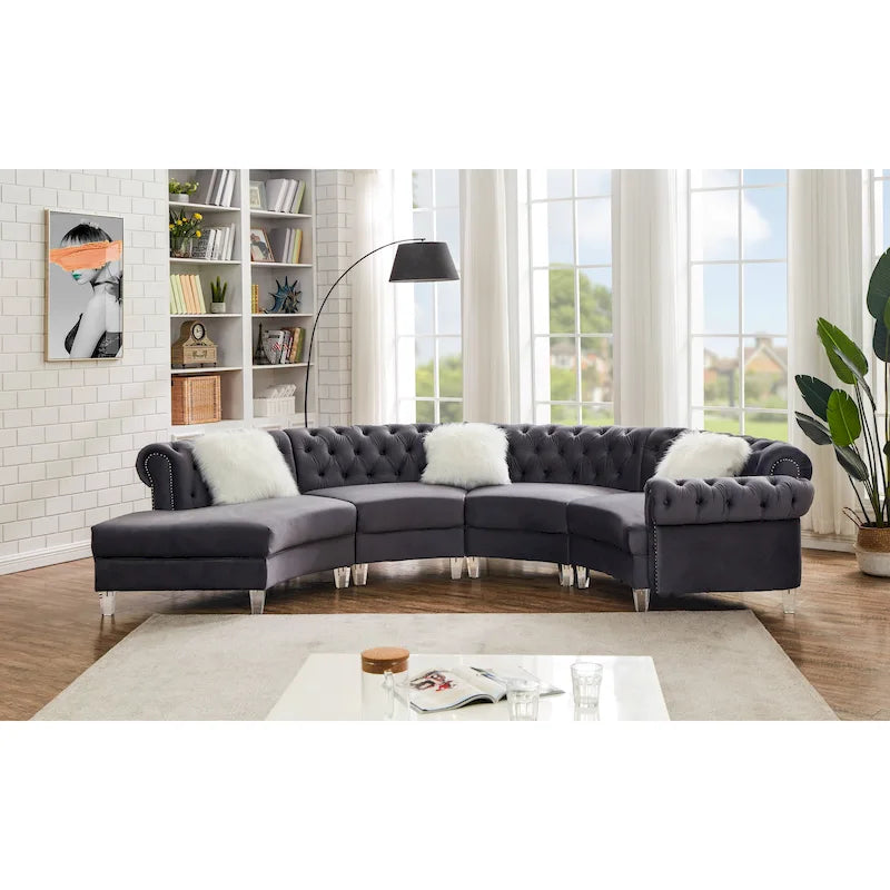 138.6 Velvet curved sofa Symmetrical Modular Sectional