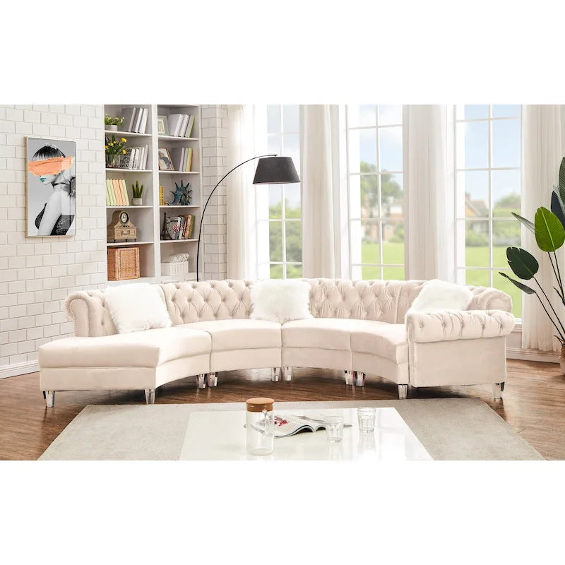 138.6 Velvet curved sofa Symmetrical Modular Sectional