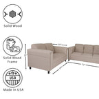 Coast to Coast Sofas Mid Century Modern Loveseat and Sofa Set Polyester Nylon Solid Wood Frame Upholstered