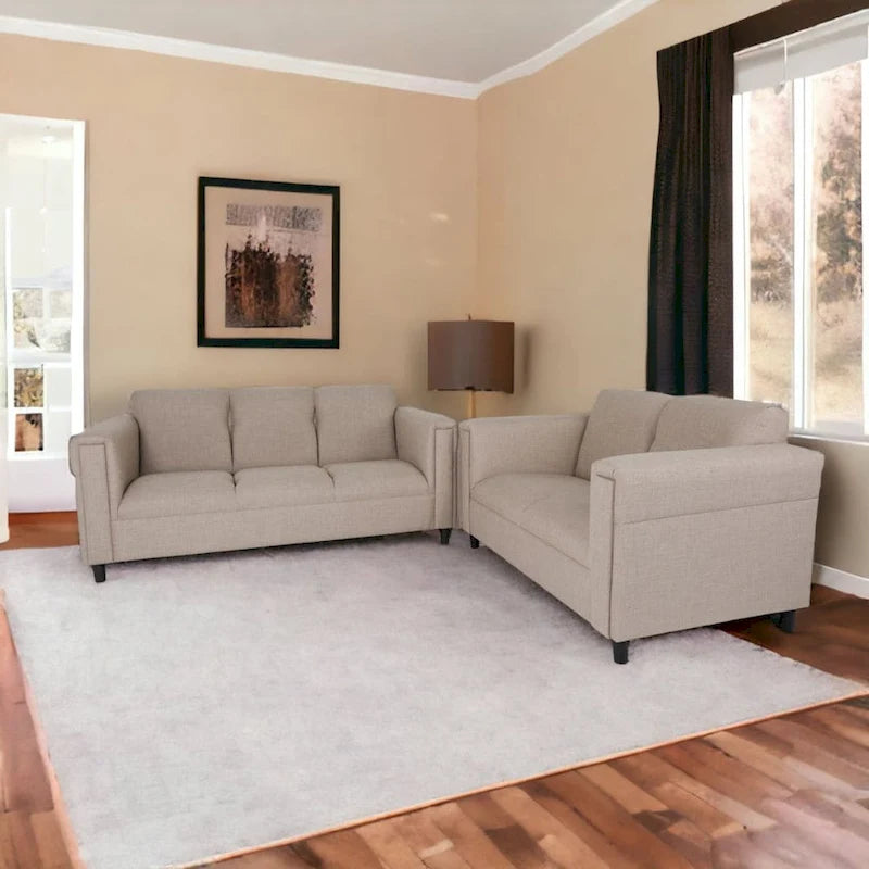 Coast to Coast Sofas Mid Century Modern Loveseat and Sofa Set Polyester Nylon Solid Wood Frame Upholstered