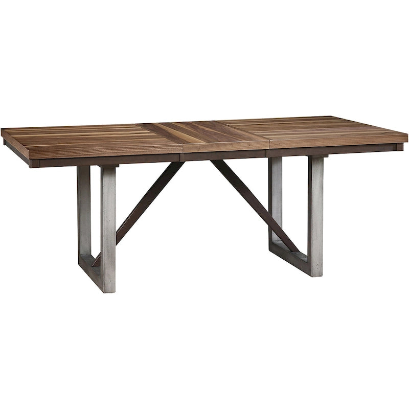 Mid-Century Modern Industrial Wooden Block Design Dining Set