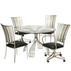 Somette Ashton Brushed Nickel/ Glass Dining Table - Top: 47 x 48 x 48 - Base: 29.33 x 32.99 x 32.99