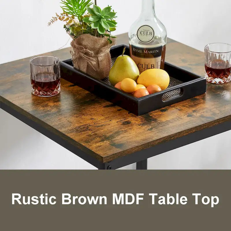 Mieres Industrial Style Rustic Farmhouse 3 Pieces Dining Table Set, Bar Table Set with 2 Bar Stools for Kitchen, Dining Room