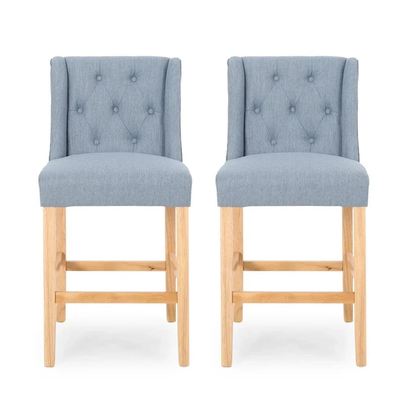 Landria Button-tufted Wingback Counter Stools (Set of 2) by Christopher Knight Home
