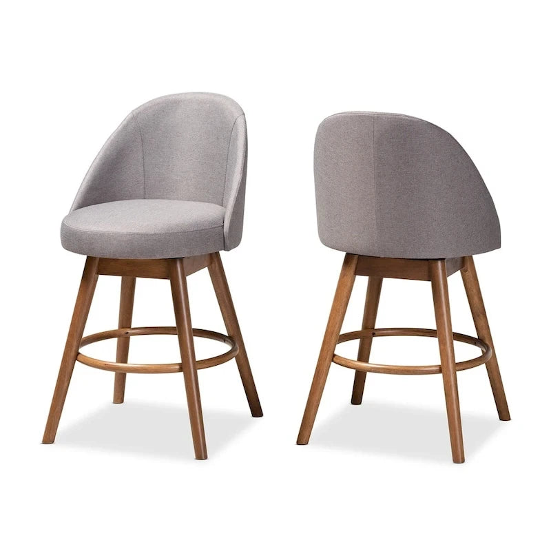 Mid-Century Modern Swivel 2-Piece Counter Stool Set