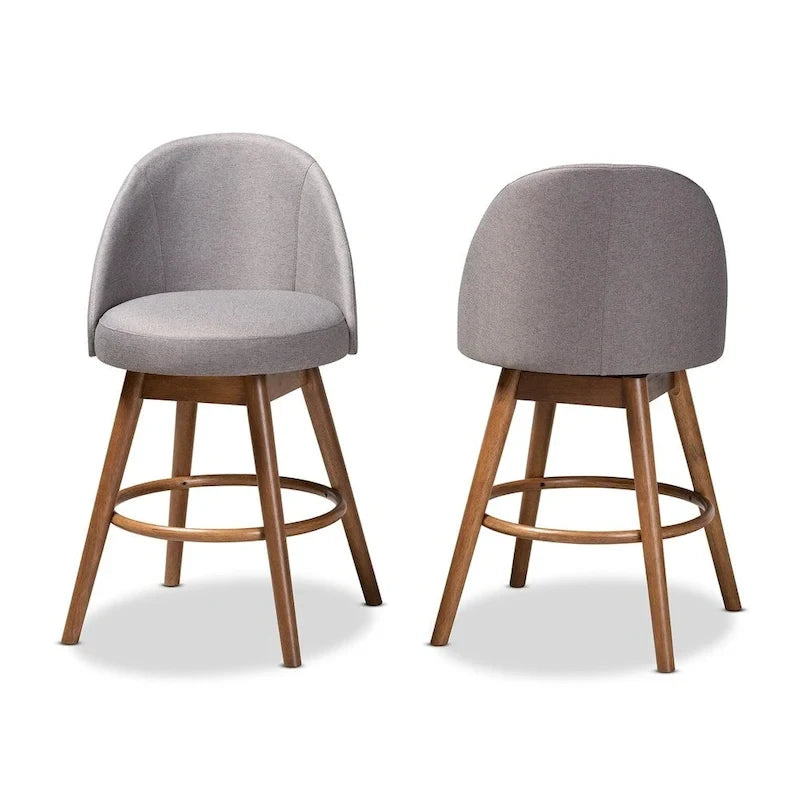 Mid-Century Modern Swivel 2-Piece Counter Stool Set