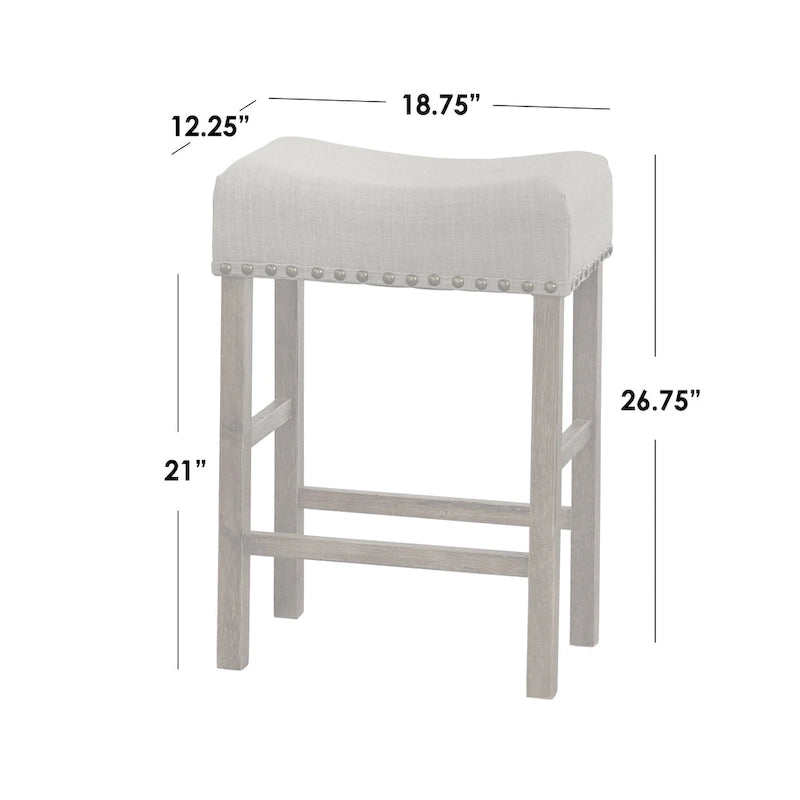 Simple Living Hathaway Nailhead 24-inch Counter Height Saddle Stool (Set of 2)