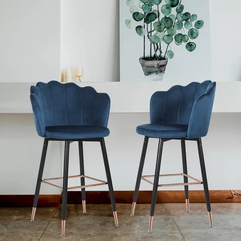 Adeco 42 Height Set of 2 Velvet Bar Stools