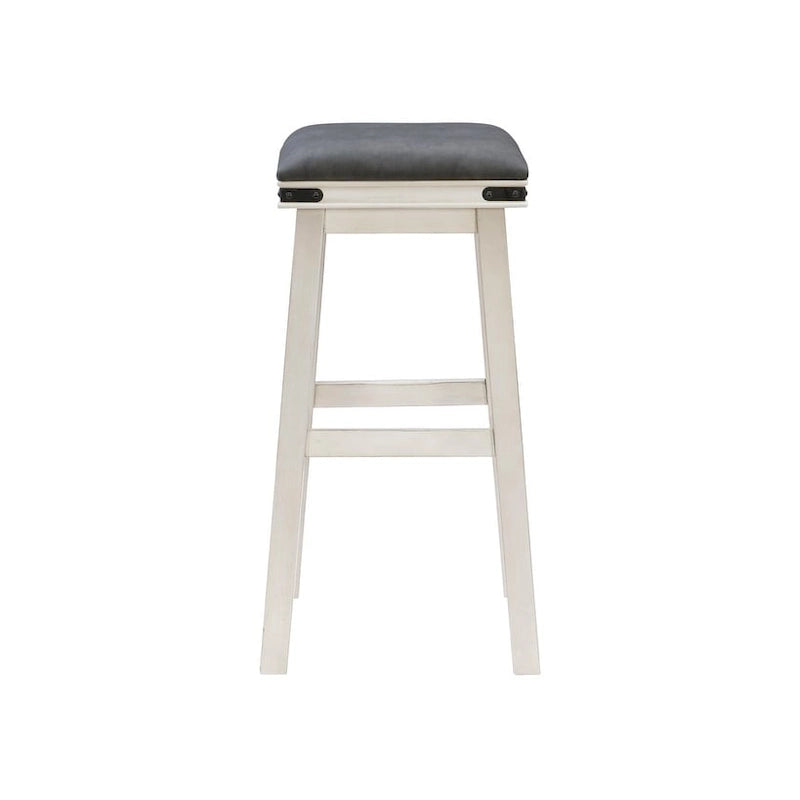 Spenser Rustic Backless Barstool with Faux Leather Seat